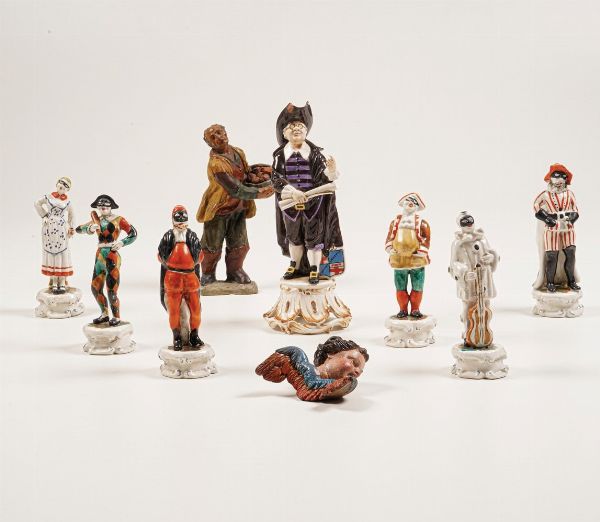 Nove figurine.<BR>Principalmente Veneto, XX secolo.  - Asta Ceramiche - Associazione Nazionale - Case d'Asta italiane