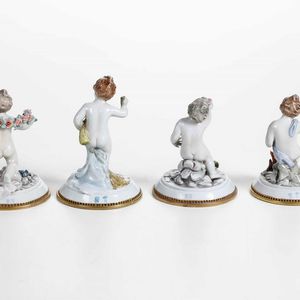 Figurine con le quattro stagioni.<BR>XX secolo.  - Asta Ceramiche - Associazione Nazionale - Case d'Asta italiane