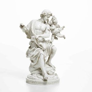 Figura di San Giovanni Evangelista.<BR>Italia, Manifattura Capp, XX secolo.  - Asta Ceramiche - Associazione Nazionale - Case d'Asta italiane