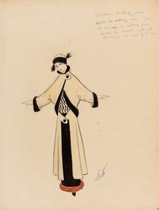 Erté (Romain de Tirtoff) - Tailleur de drap suédé doublé de velour noir