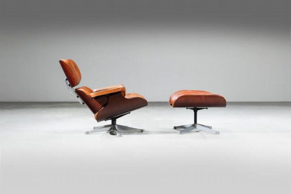 CHARLES E RAY EAMES : Lounge chair 670 con ottomana 671  - Asta Design  - Associazione Nazionale - Case d'Asta italiane