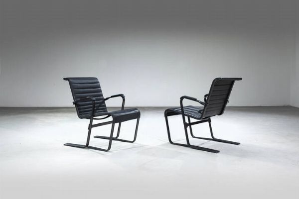 Marcel Breuer : Coppia di poltrone mod. Longe chair  - Asta Design  - Associazione Nazionale - Case d'Asta italiane