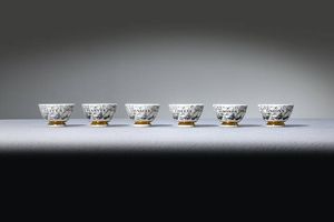 PIERO FORNASETTI Milano 1913 - 1988 - Set di sei tazzine della serie Appetizer