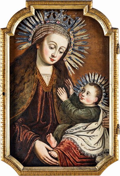 Scuola spagnola del XVIII secolo : Madonna col Bambino  - Asta Antiquariato: Arredi, Dipinti, Oggetti d'Arte, Arte Orientale. - Associazione Nazionale - Case d'Asta italiane