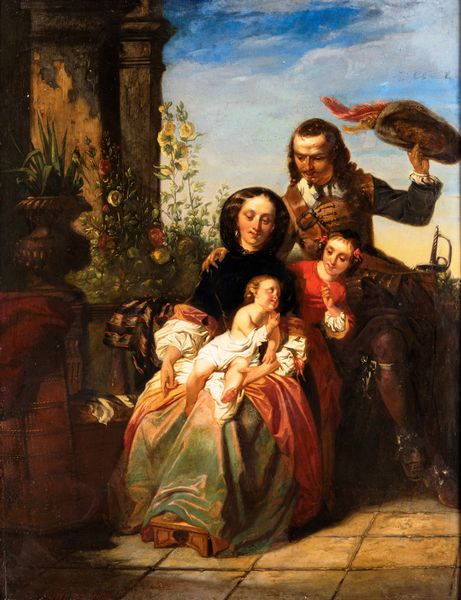 Casimir  van den Daele : Famiglia nel giardino  - Asta Antiquariato: Arredi, Dipinti, Oggetti d'Arte, Arte Orientale. - Associazione Nazionale - Case d'Asta italiane