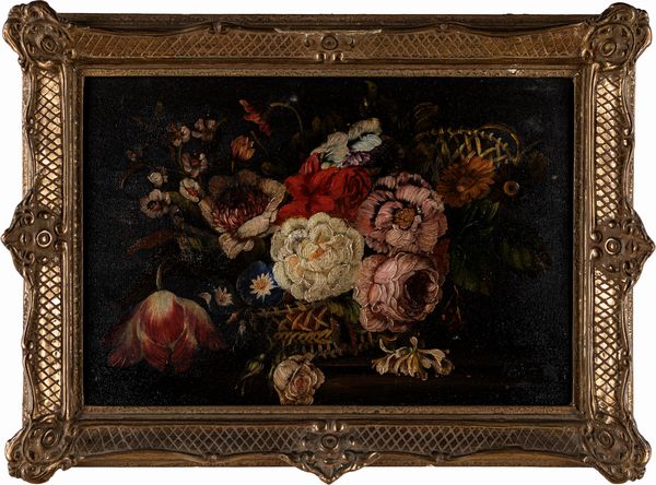 Anonimo del XX secolo : Due nature morte di fiori  - Asta Antiquariato: Arredi, Dipinti, Oggetti d'Arte, Arte Orientale. - Associazione Nazionale - Case d'Asta italiane