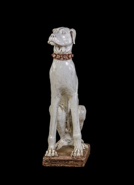 Cane alano seduto in terracotta smaltata  - Asta Antiquariato: Arredi, Dipinti, Oggetti d'Arte, Arte Orientale. - Associazione Nazionale - Case d'Asta italiane