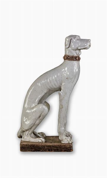 Cane alano seduto in terracotta smaltata  - Asta Antiquariato: Arredi, Dipinti, Oggetti d'Arte, Arte Orientale. - Associazione Nazionale - Case d'Asta italiane