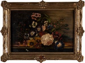 Anonimo del XX secolo : Due nature morte di fiori  - Asta Antiquariato: Arredi, Dipinti, Oggetti d'Arte, Arte Orientale. - Associazione Nazionale - Case d'Asta italiane