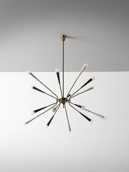 MANIFATTURA ITALIANA : Lampada a sospensione a sedici luci tipo Sputnik  - Asta Asta 476 | DESIGN E ARTI DECORATIVE DEL NOVECENTO Online - Associazione Nazionale - Case d'Asta italiane