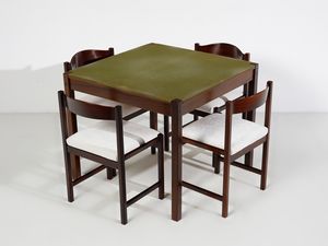 POLTRONOVA : Tavolo da gioco e pranzo mod. TPG 86 dell'Ufficio Tecnico Poltronova e quattro sedie mod. Toscanella di Sergio Cammilli, Firenze  - Asta Asta 476 | DESIGN E ARTI DECORATIVE DEL NOVECENTO Online - Associazione Nazionale - Case d'Asta italiane