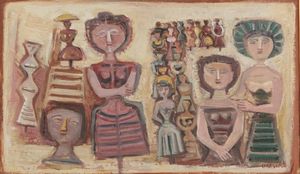 Massimo Campigli : Foule de femmes  - Asta Arte moderna e contemporanea - Associazione Nazionale - Case d'Asta italiane