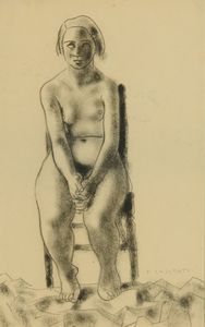 Felice Casorati : Nudo di donna seduto  - Asta Arte moderna e contemporanea - Associazione Nazionale - Case d'Asta italiane