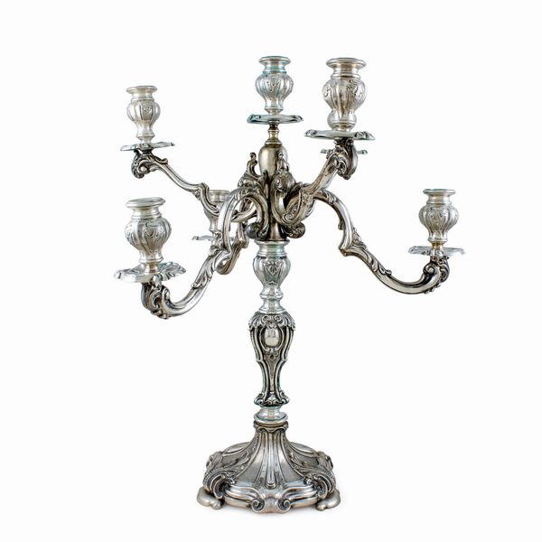 Candelabro a sette luci in argento  - Asta Argenti e l'Arte della Tavola - Associazione Nazionale - Case d'Asta italiane