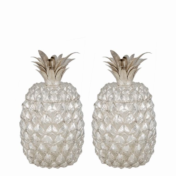 Coppia di contenitori a forma di ananas in argento  - Asta Argenti e l'Arte della Tavola - Associazione Nazionale - Case d'Asta italiane