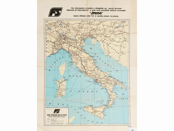 Carta ferroviaria d'Italia  - Asta Dal Grand Tour al magico Oriente. Una collezione di stampe - Associazione Nazionale - Case d'Asta italiane