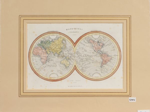 Mapa-Mundi en dos Hemisferios  - Asta Dal Grand Tour al magico Oriente. Una collezione di stampe - Associazione Nazionale - Case d'Asta italiane