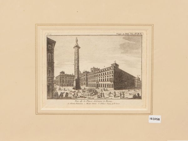 Joseph-Jérôme Le Français de Lalande : Vue de la Place Colonne  Rome (1786)  - Asta Dal Grand Tour al magico Oriente. Una collezione di stampe - Associazione Nazionale - Case d'Asta italiane