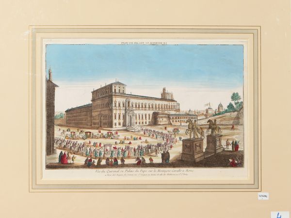 Vue du Quirinal ou Palais de Pape sur le Montagne Cavallo  Rome  - Asta Dal Grand Tour al magico Oriente. Una collezione di stampe - Associazione Nazionale - Case d'Asta italiane