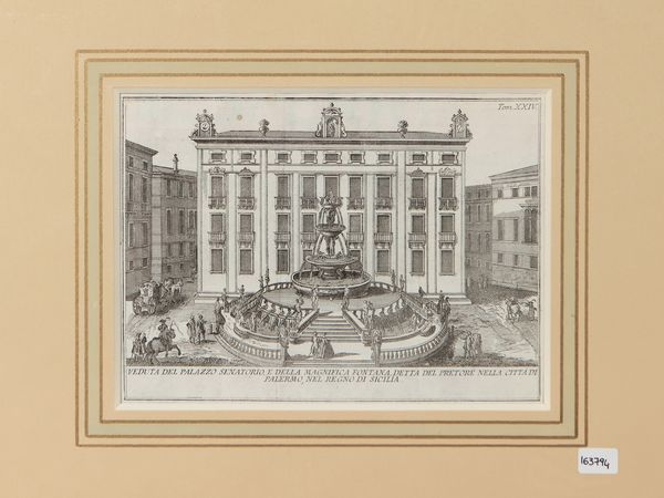 THOMAS SALMON : Veduta del Palazzo Senatorio e della magnifica  fontana detta del Pretore  - Asta Dal Grand Tour al magico Oriente. Una collezione di stampe - Associazione Nazionale - Case d'Asta italiane