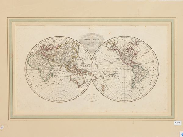 Jean-Baptiste Pierre Tardieu : Mappe-Monde en deux Hmisphres (1820 circa)  - Asta Dal Grand Tour al magico Oriente. Una collezione di stampe - Associazione Nazionale - Case d'Asta italiane