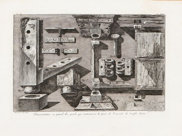 GIOVANNI BATTISTA PIRANESI : Dmonstration en grand des gonds qui soutenaient la porte l'enceinte du temple d'Isis (1805)  - Asta Dal Grand Tour al magico Oriente. Una collezione di stampe - Associazione Nazionale - Case d'Asta italiane