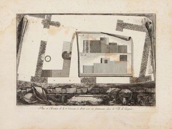 GIOVANNI BATTISTA PIRANESI : Plan et Elvation de la 2e. Taverne  droite avec ses fourneaux, dans la Ville de Pompeia  - Asta Dal Grand Tour al magico Oriente. Una collezione di stampe - Associazione Nazionale - Case d'Asta italiane