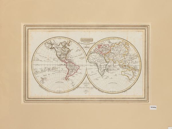 Mappamondo in due emisferi pel corso di geografia e cronologia di E. Mentelle (1827)  - Asta Dal Grand Tour al magico Oriente. Una collezione di stampe - Associazione Nazionale - Case d'Asta italiane