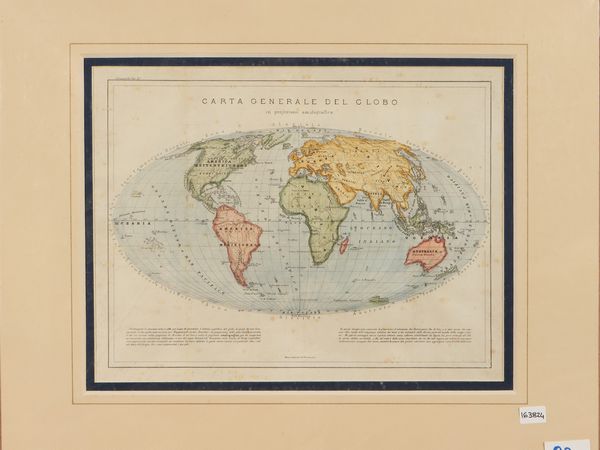 Carta generale del globo in proiezione omalografica (1862)  - Asta Dal Grand Tour al magico Oriente. Una collezione di stampe - Associazione Nazionale - Case d'Asta italiane