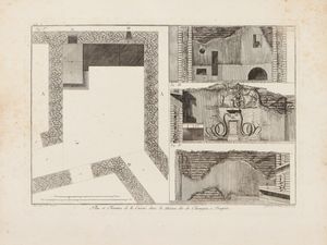 GIOVANNI BATTISTA PIRANESI - Plan et Elvation de la Cuisine dans la Maison dite du Chirurgien,  Pompeia