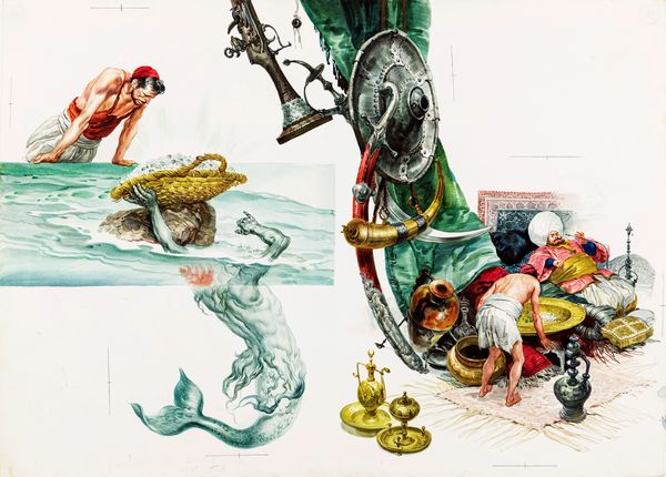 Ferri (Rino Ferrari) : Abdallah di terra e Abdallah di mare  - Asta Fairy Tales / Illustrazioni Originali - Associazione Nazionale - Case d'Asta italiane