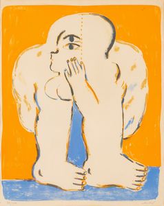 Horst Antes : Figur auf orangem Grund  - Asta Modern & Contemporary Prints - Associazione Nazionale - Case d'Asta italiane