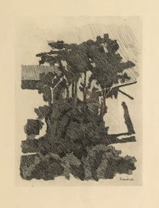 Giorgio Morandi : Alberi fra due case a Grizzana  - Asta Modern & Contemporary Prints - Associazione Nazionale - Case d'Asta italiane