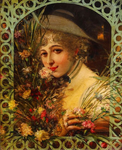 Albert Mantelet : Ritratto femminile con fiori  - Asta Arti Decorative del XX secolo - Associazione Nazionale - Case d'Asta italiane