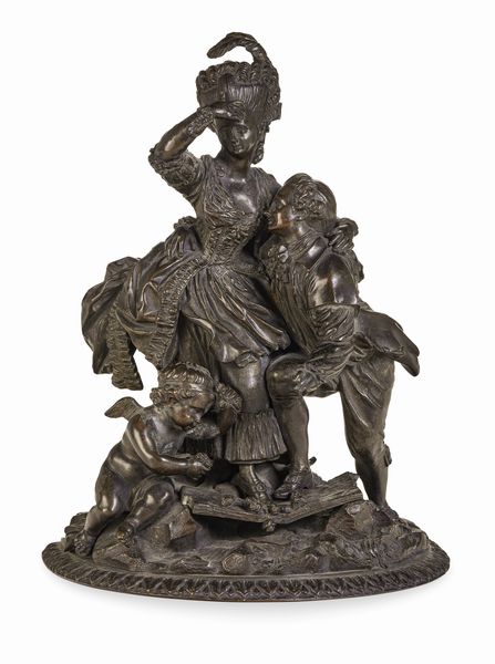 Scena galante con amorino. Fonditore del XIX-XX secolo  - Asta Arti Decorative del XX secolo - Associazione Nazionale - Case d'Asta italiane