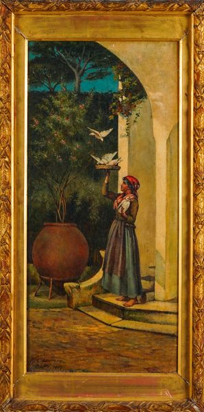 E. M. Lawford (XIX-XX secolo) Donna con colombe  - Asta Arti Decorative del XX secolo - Associazione Nazionale - Case d'Asta italiane