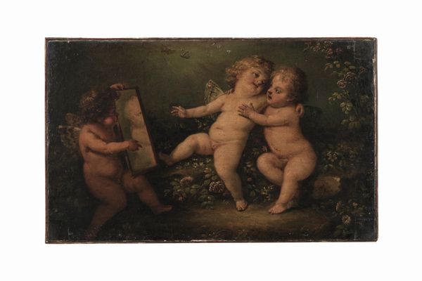 Fedele Fischetti, Attribuito a : Giochi di putti  - Asta Dipinti e Sculture del XIX-XX secolo - Associazione Nazionale - Case d'Asta italiane