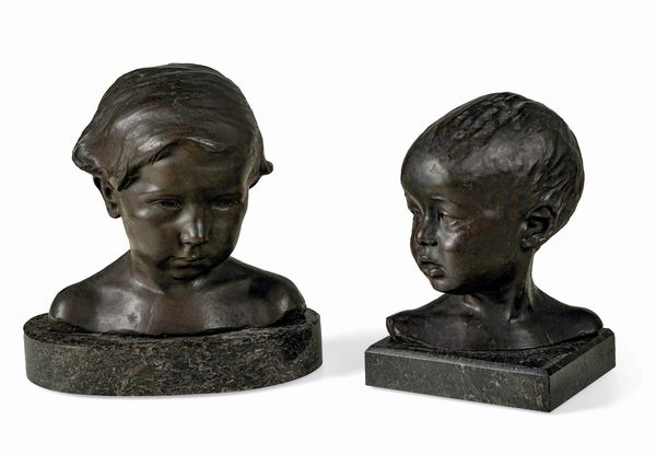 Due busti di fanciulli in bronzo. Fonditore del XX secolo  - Asta Dipinti e Sculture del XIX-XX secolo - Associazione Nazionale - Case d'Asta italiane