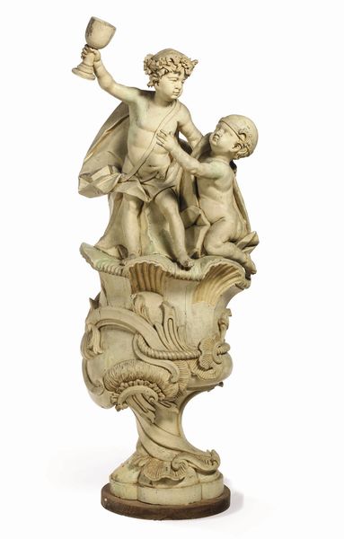 Gruppo allegorico con putti. Scultore doltralpe neobarocco del XIX secolo  - Asta Dipinti e Sculture del XIX-XX secolo - Associazione Nazionale - Case d'Asta italiane