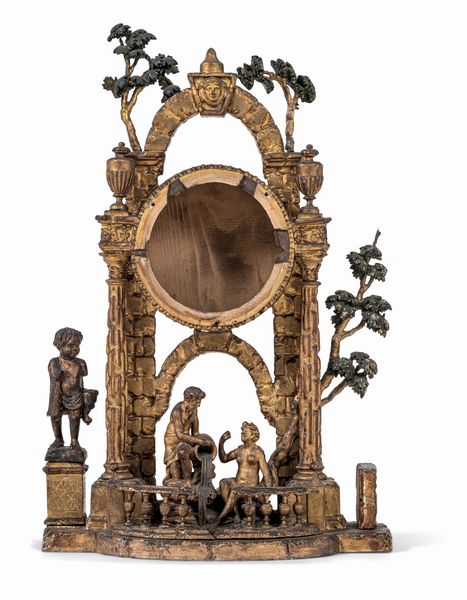 Cassa da orologio in legno scolpito e dorato, XVIII-XIX secolo  - Asta Dipinti e Sculture del XIX-XX secolo - Associazione Nazionale - Case d'Asta italiane