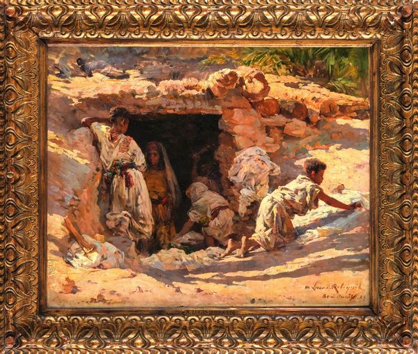 Marie Aimée Lucas-Robiquet : L'asciugatura della biancheria a Beni Ounif  - Asta Dipinti e Sculture del XIX-XX secolo - Associazione Nazionale - Case d'Asta italiane