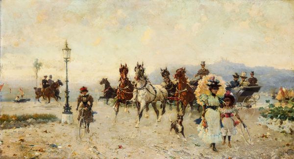 Alfredo Tominz : Passeggiata in carrozza  - Asta Dipinti e Sculture del XIX-XX secolo - Associazione Nazionale - Case d'Asta italiane