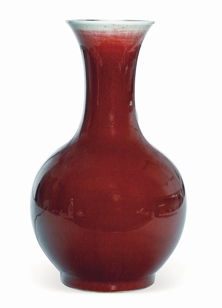 Vaso in porcellana monocroma sangue di bue, Cina, XX secolo  - Asta Dipinti e Sculture del XIX-XX secolo - Associazione Nazionale - Case d'Asta italiane