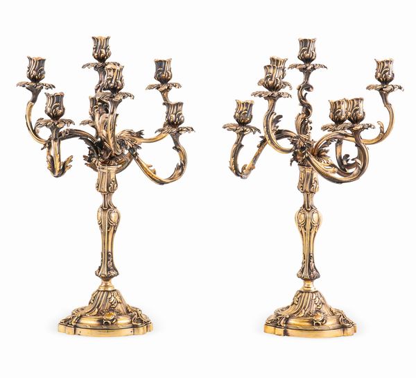 Coppia di candelabri. Francia seconda met del XX secolo  - Asta Dipinti e Sculture del XIX-XX secolo - Associazione Nazionale - Case d'Asta italiane