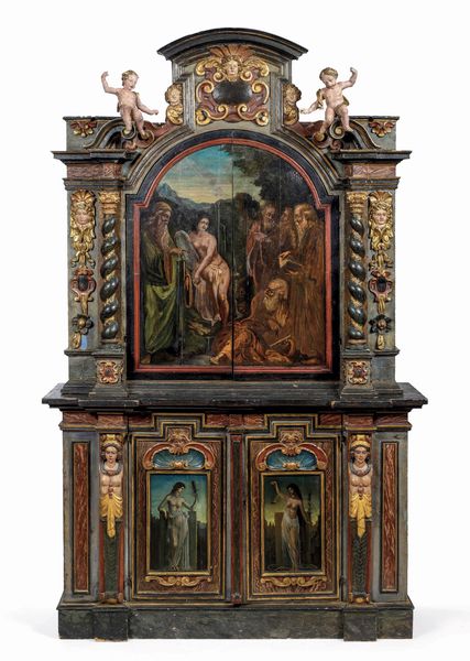 Grande armoire barocco. Probabilmente Germania, XVII-XVIII secolo  - Asta Dipinti e Sculture del XIX-XX secolo - Associazione Nazionale - Case d'Asta italiane