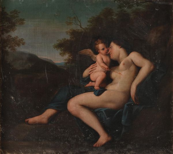 Carlo Cignani, Ambito di : Venere e Amore  - Asta Dipinti e Sculture del XIX-XX secolo - Associazione Nazionale - Case d'Asta italiane