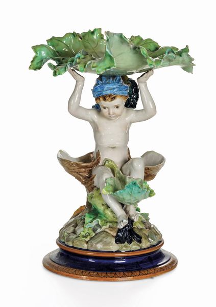 Centrotavola con figura di telamone <BR>Doccia, Manifattura Richard Ginori, 1884-1900<BR>Modello di Urbano Lucchesi<BR>  - Asta Dipinti e Sculture del XIX-XX secolo - Associazione Nazionale - Case d'Asta italiane