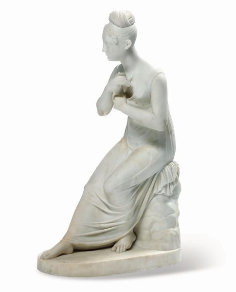 Scultore di gusto neoclassico del XIX-XX secolo Psiche con la farfalla  - Asta Dipinti e Sculture del XIX-XX secolo - Associazione Nazionale - Case d'Asta italiane