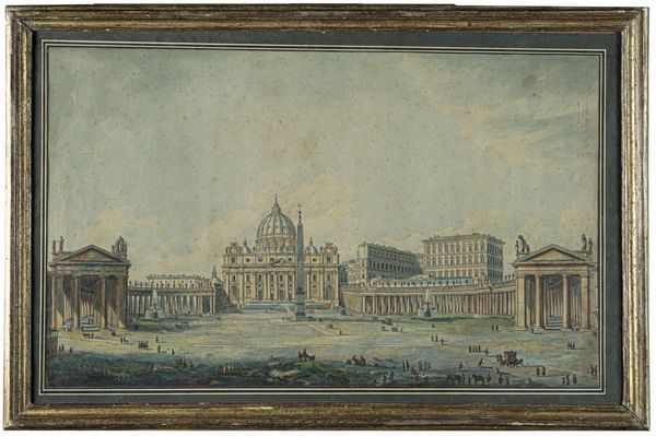 Scuola della fine del XVIII secolo Veduta di Piazza San Pietro  - Asta Dipinti e Sculture del XIX-XX secolo - Associazione Nazionale - Case d'Asta italiane