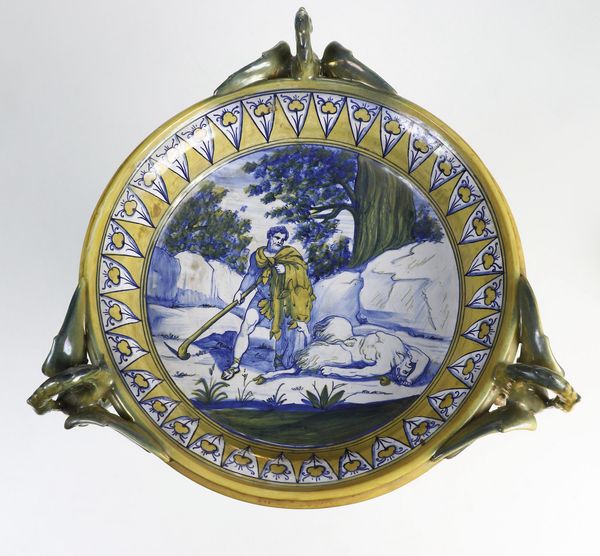 Monumentale alzata centrotavola<BR>Gualdo Tadino, Manifattura Luca della Robbia, 1938-1950 circa  - Asta Dipinti e Sculture del XIX-XX secolo - Associazione Nazionale - Case d'Asta italiane